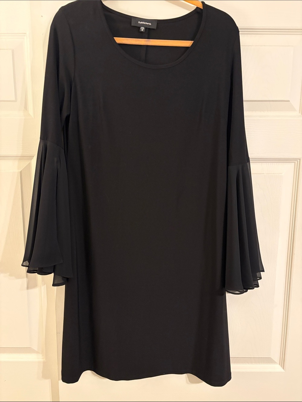 R & M Richard’s  Black Layered Bell-Sleeve Shift Dress